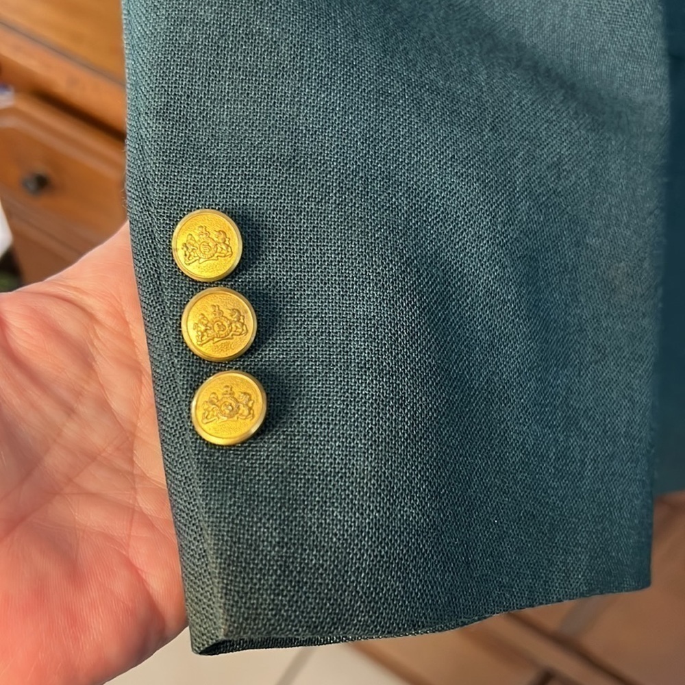 Stafford Sports Coat Vintage Teal Blue Green Wool Blend Blazer Jacket - Picture 5 of 9